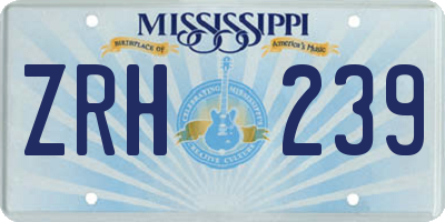 MS license plate ZRH239