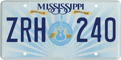 MS license plate ZRH240