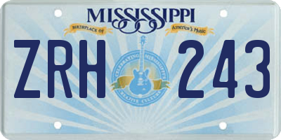 MS license plate ZRH243