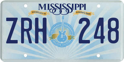 MS license plate ZRH248