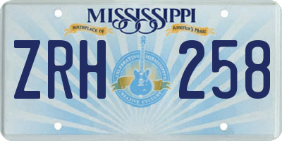 MS license plate ZRH258