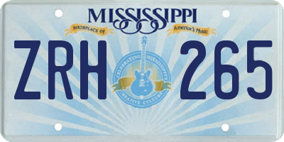 MS license plate ZRH265