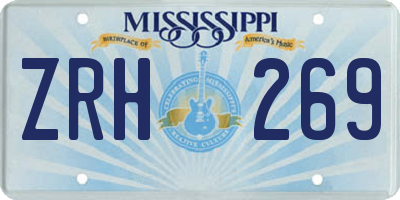 MS license plate ZRH269