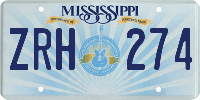 MS license plate ZRH274