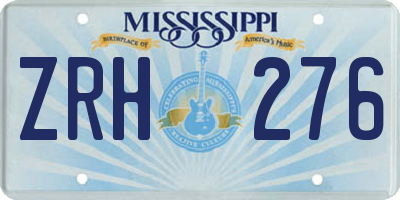 MS license plate ZRH276