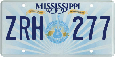 MS license plate ZRH277