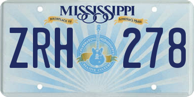 MS license plate ZRH278