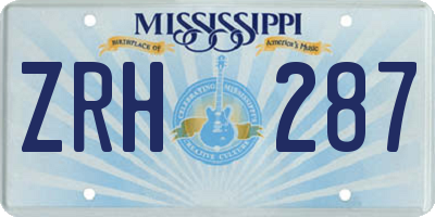 MS license plate ZRH287