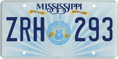 MS license plate ZRH293