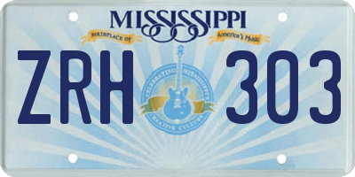 MS license plate ZRH303