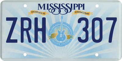 MS license plate ZRH307