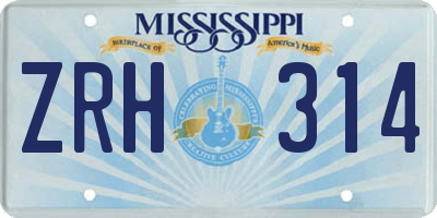 MS license plate ZRH314