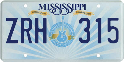 MS license plate ZRH315