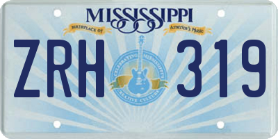 MS license plate ZRH319