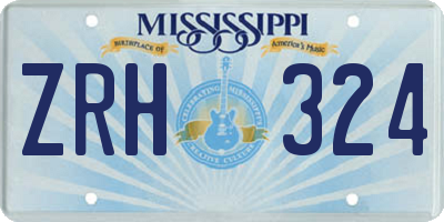 MS license plate ZRH324