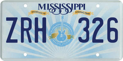 MS license plate ZRH326