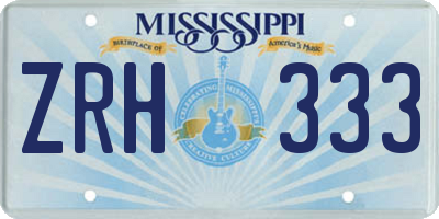 MS license plate ZRH333