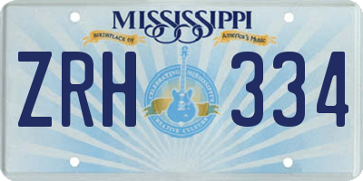 MS license plate ZRH334