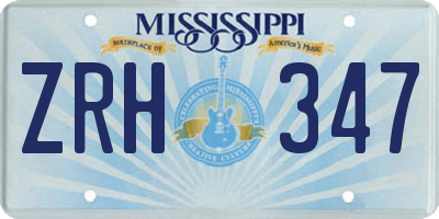 MS license plate ZRH347