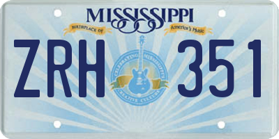 MS license plate ZRH351