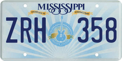 MS license plate ZRH358