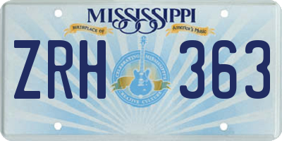 MS license plate ZRH363