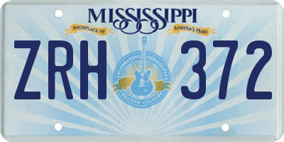 MS license plate ZRH372