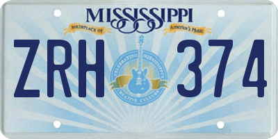 MS license plate ZRH374