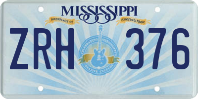 MS license plate ZRH376