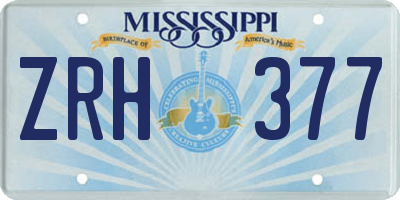 MS license plate ZRH377