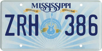 MS license plate ZRH386