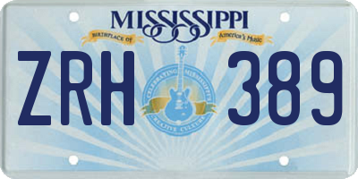 MS license plate ZRH389