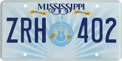 MS license plate ZRH402