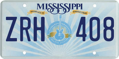 MS license plate ZRH408