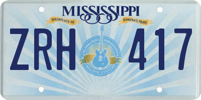 MS license plate ZRH417