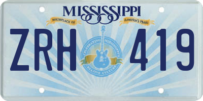 MS license plate ZRH419