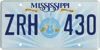 MS license plate ZRH430