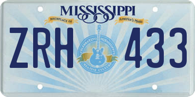 MS license plate ZRH433