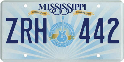 MS license plate ZRH442