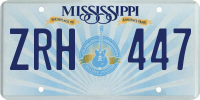 MS license plate ZRH447