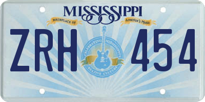 MS license plate ZRH454