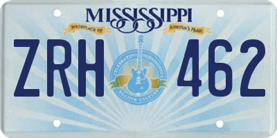 MS license plate ZRH462