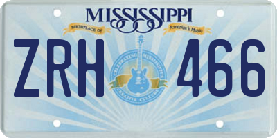 MS license plate ZRH466