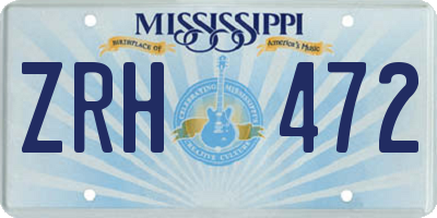 MS license plate ZRH472