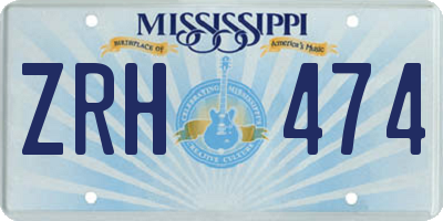 MS license plate ZRH474