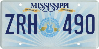 MS license plate ZRH490