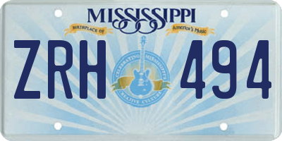 MS license plate ZRH494