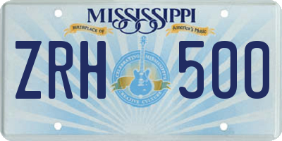 MS license plate ZRH500