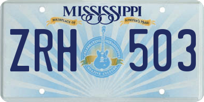 MS license plate ZRH503