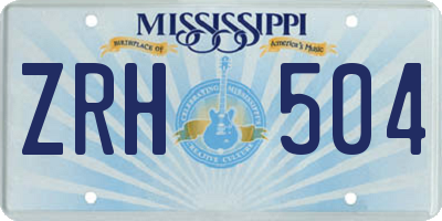 MS license plate ZRH504